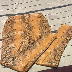 PrettyLittleThing Snakeskin Leather-look Leggings, Size 8